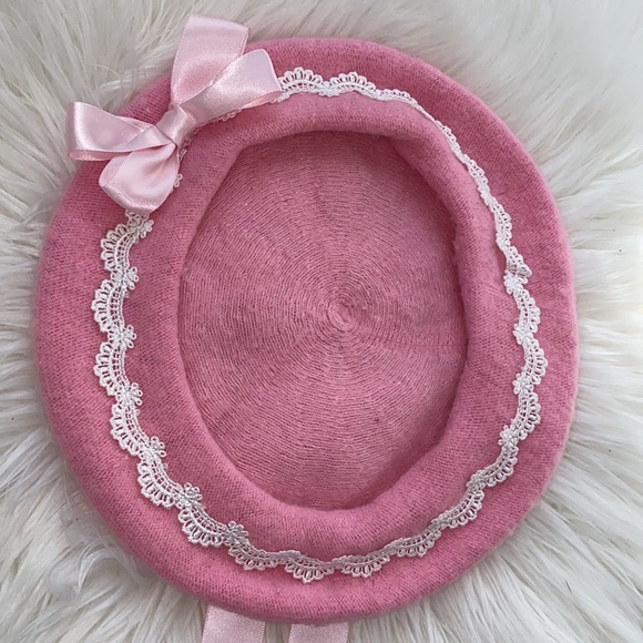 Dolls Kill Pink Bow Beret - Picture 4 of 8